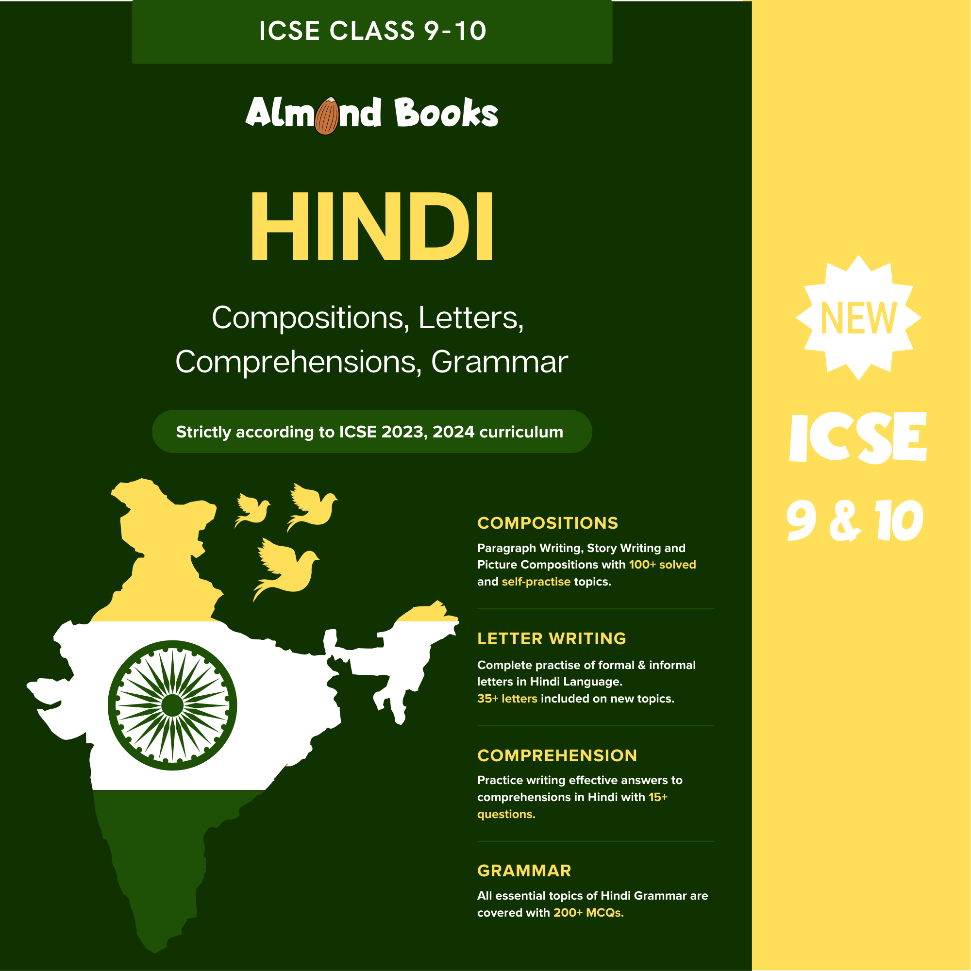 Almond Books ICSE Hindi Language (Essays, Letters, Comprehensions, Grammar) Guide for Class 9 & 10